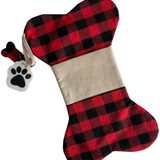 Xmas Stocking Plaid Dog Bone