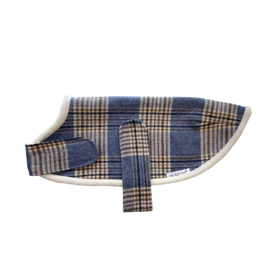 Mr Soft Top Blue Tartan Dog Coat | Smack Bang