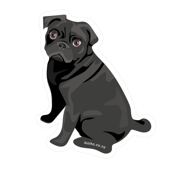 Iko Iko Black Pug Fun Size Sticker | Smack Bang