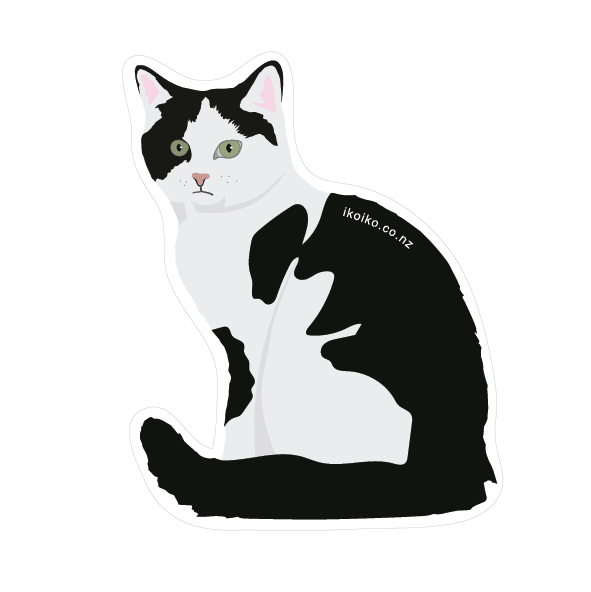 Iko Iko Black & White Cat Fun Size Sticker | Smack Bang