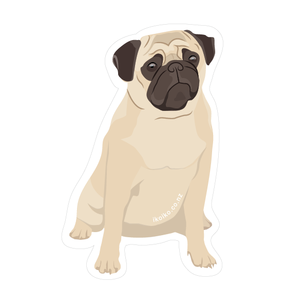 Iko Iko Pug Cream Fun Size Sticker | Smack Bang