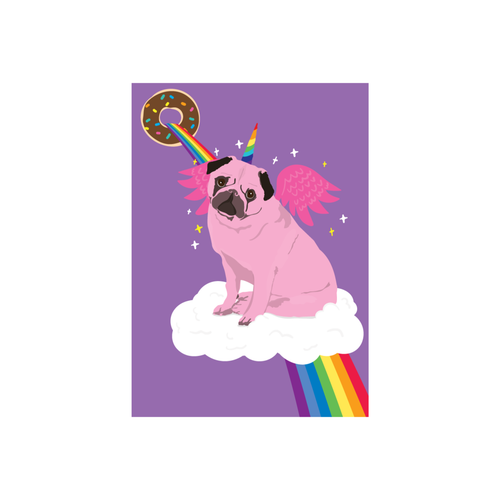 Iko Iko Uni Pug Greeting Card | Smack Bang