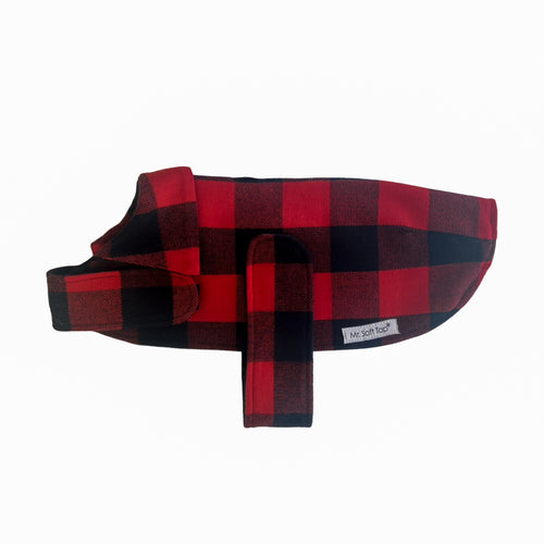 Mr Soft Top Red & Black Check Lined Dog Coat | Smack Bang