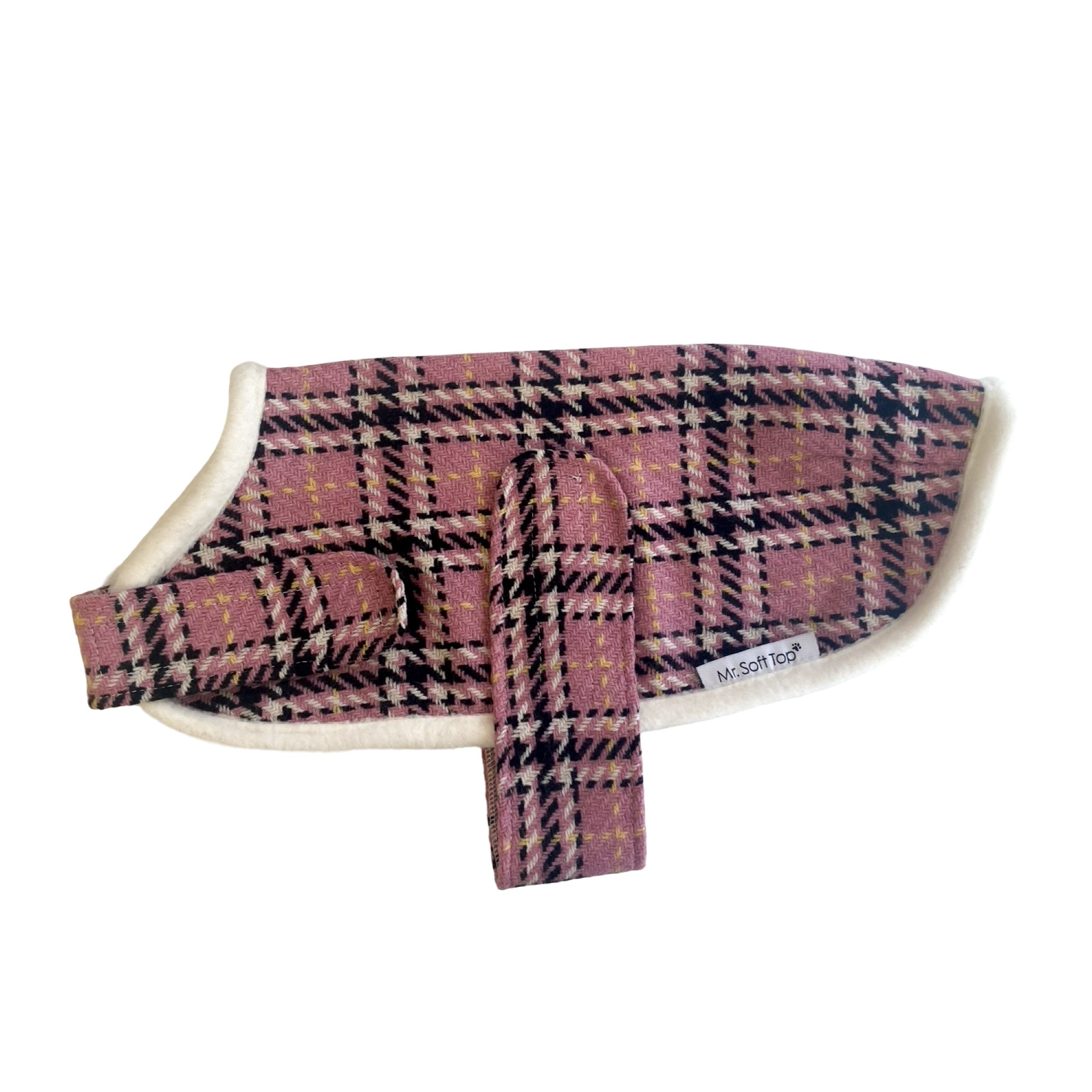 Mr Soft Top Pink Tartan Dog Coat | Smack Bang