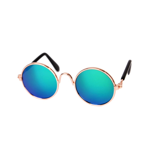 Round Blue/Green Mirrored Cat Sunglasses | Smack Bang