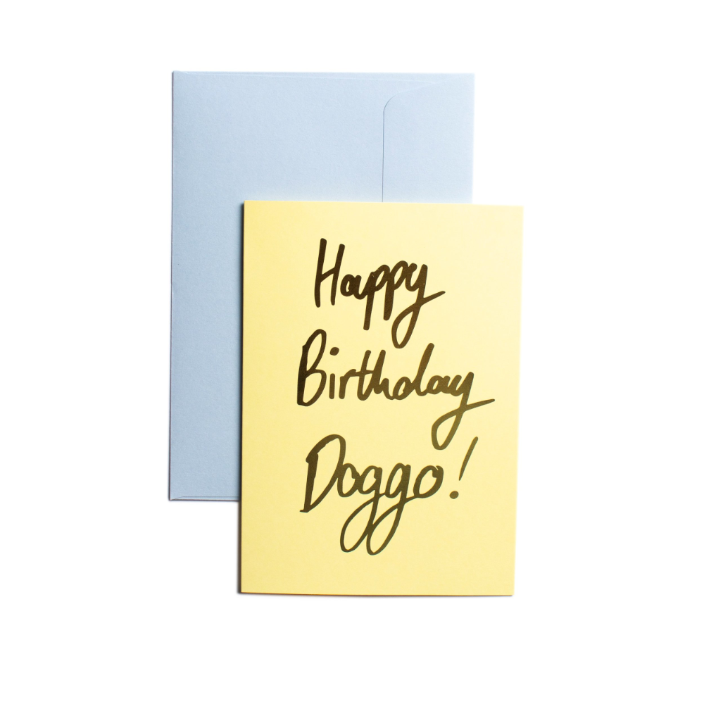 Pooch Design Greeting Card | Happy Birthday Doggo Yellow | Smack Bang