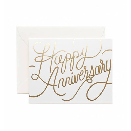 Rifle Paper Co White and Gold Happy Anniversary Greeting Card | Smack Bang