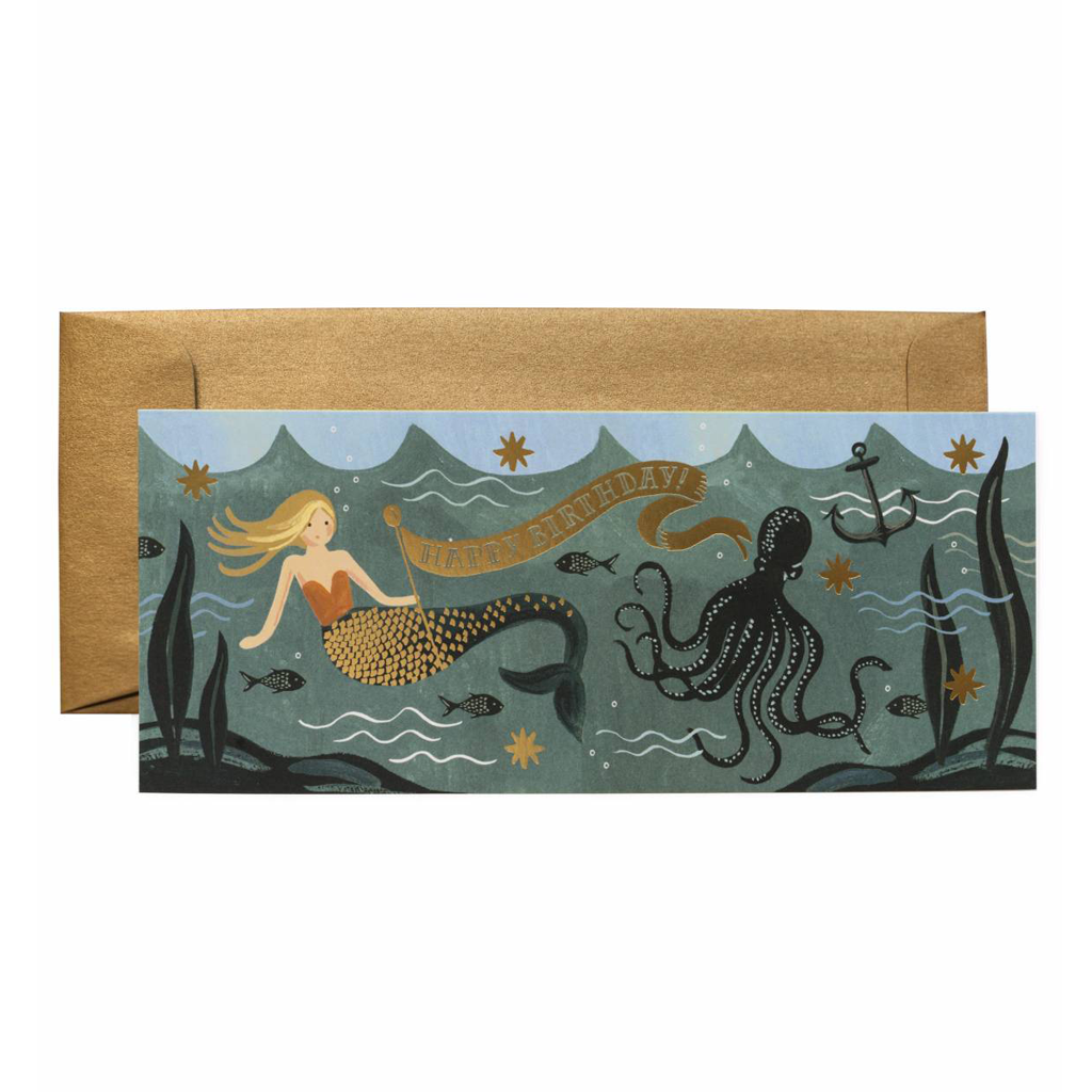 Rifle Paper Co Long Greeting Card Vintage Mermaid Under The Sea Happy Birthday | Smack Bang