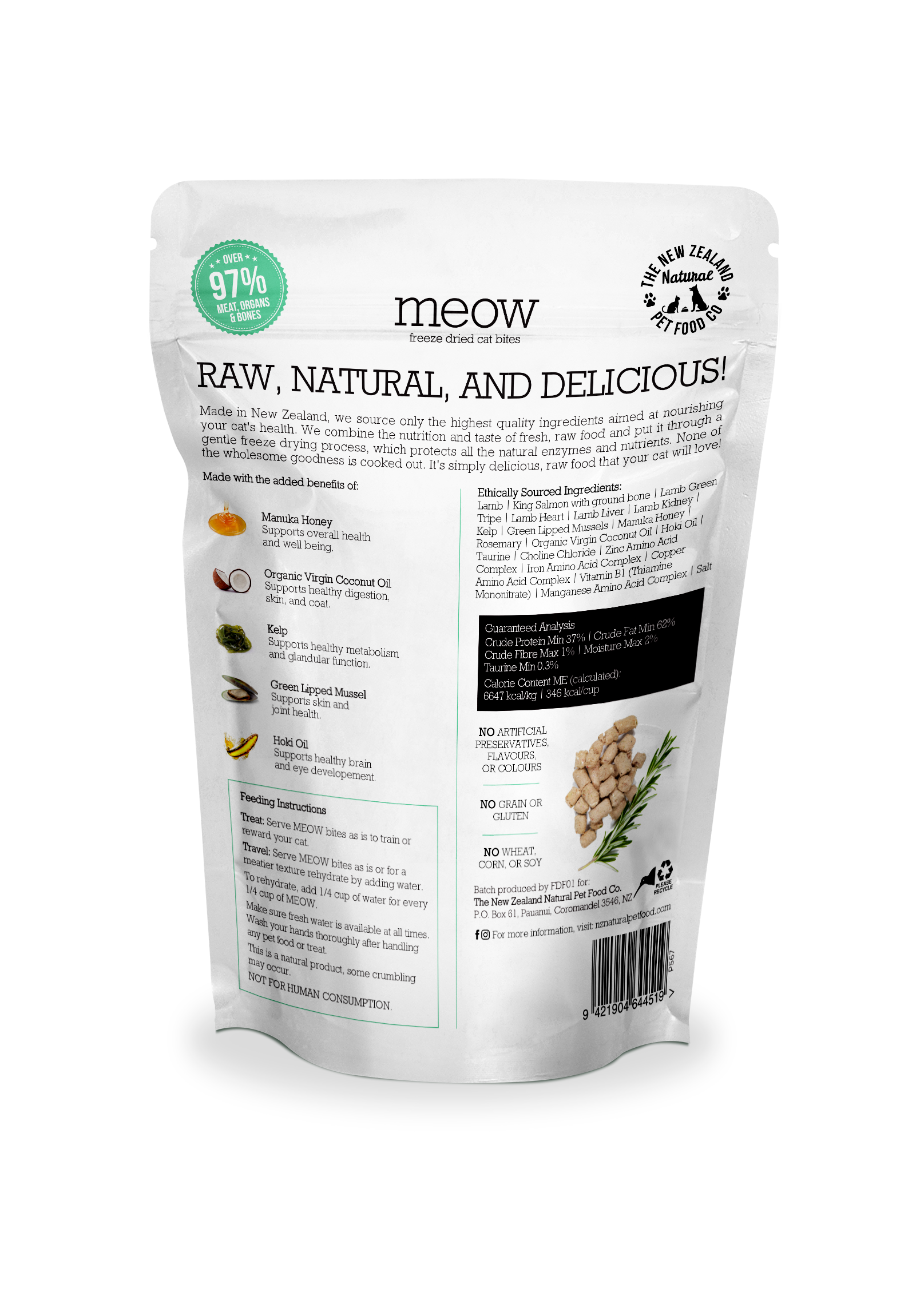 The NZ Natural Pet Food Co Meow Lamb & King Salmon Cat Treats | Smack Bang