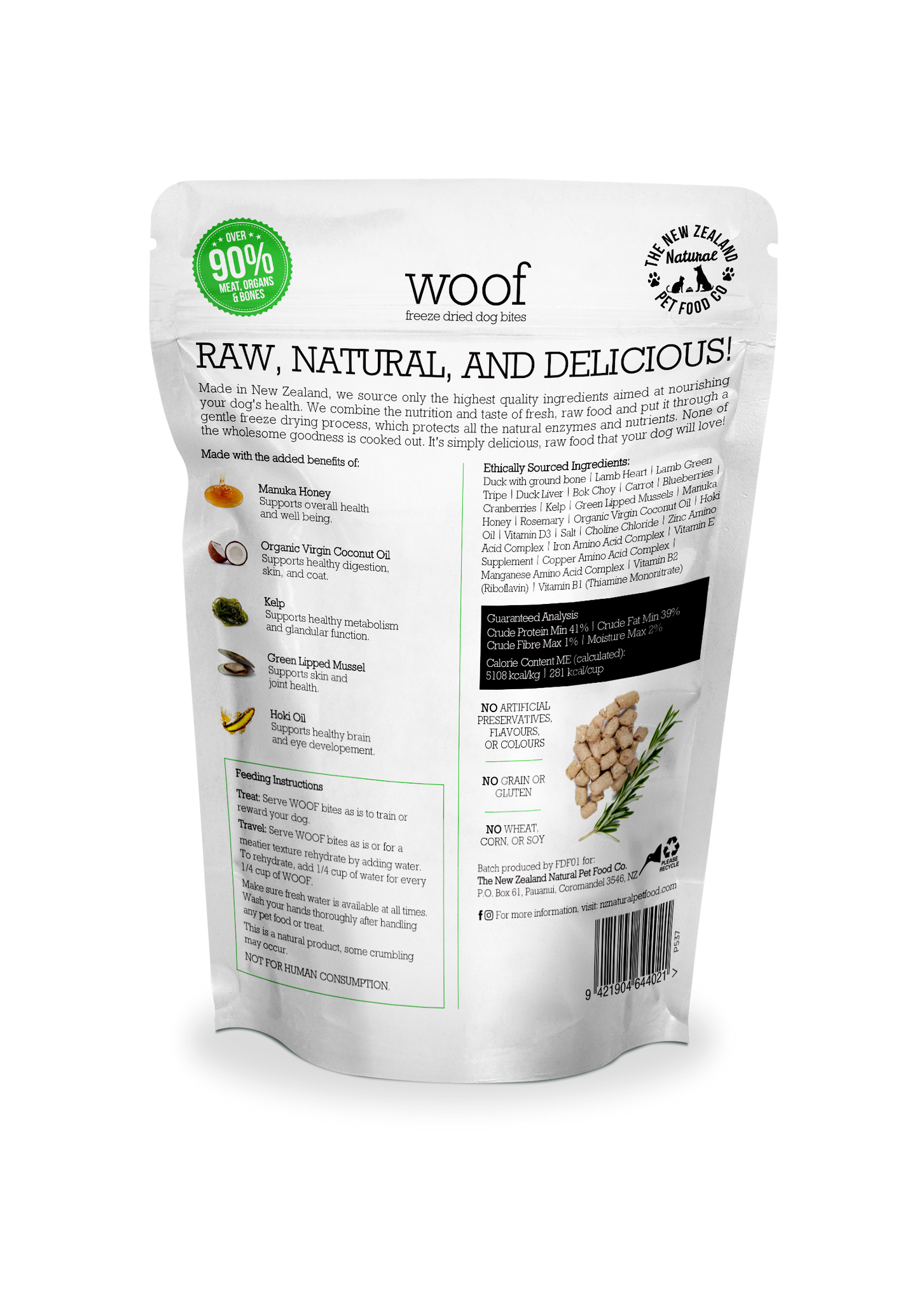 The New Zealand Natural Pet Food Co Duck Dog Bites | Smack Bang
