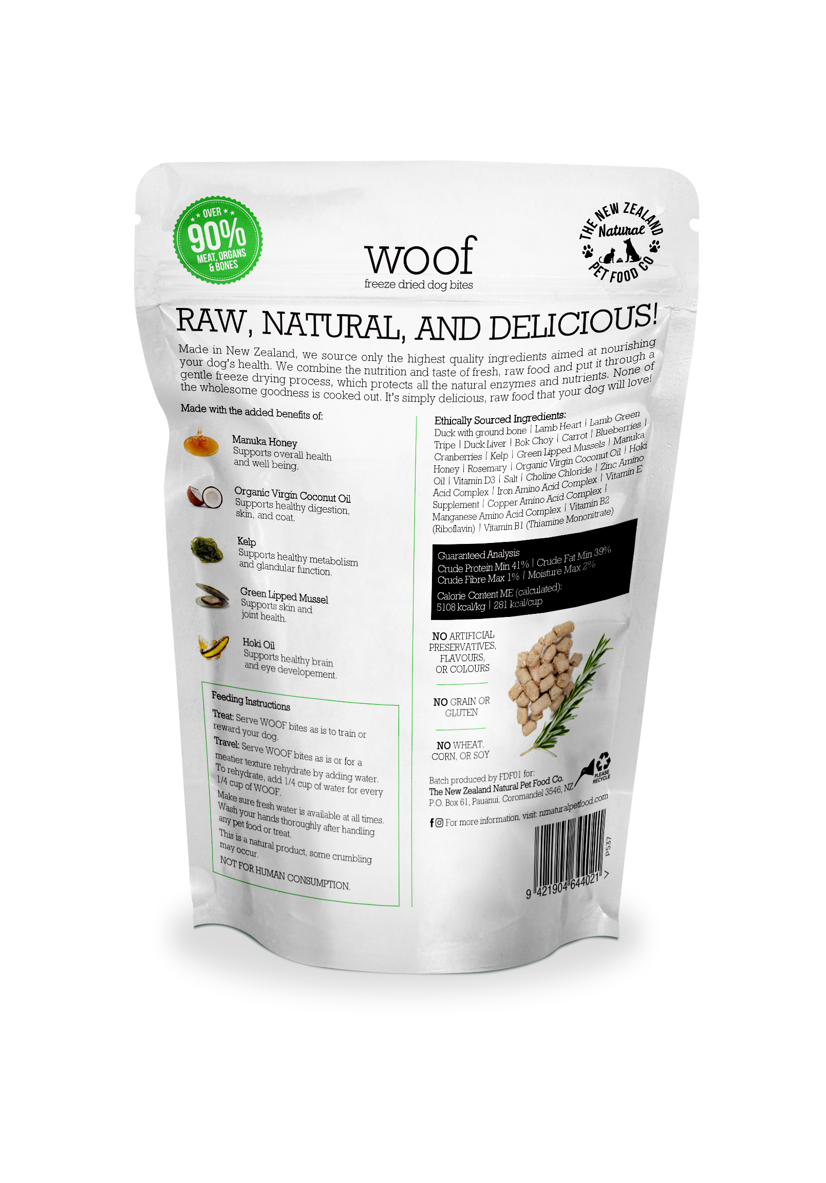 The New Zealand Natural Pet Food Co Duck Dog Bites | Smack Bang