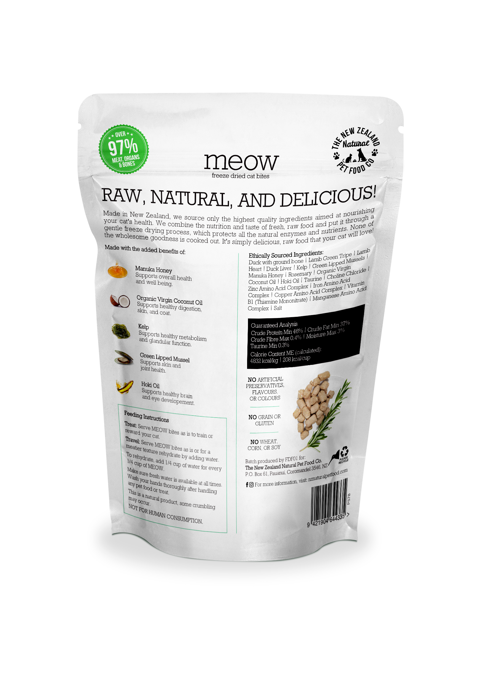 The New Zealand Natural Pet Food Co Meow Duck Cat Bites | Smack Bang
