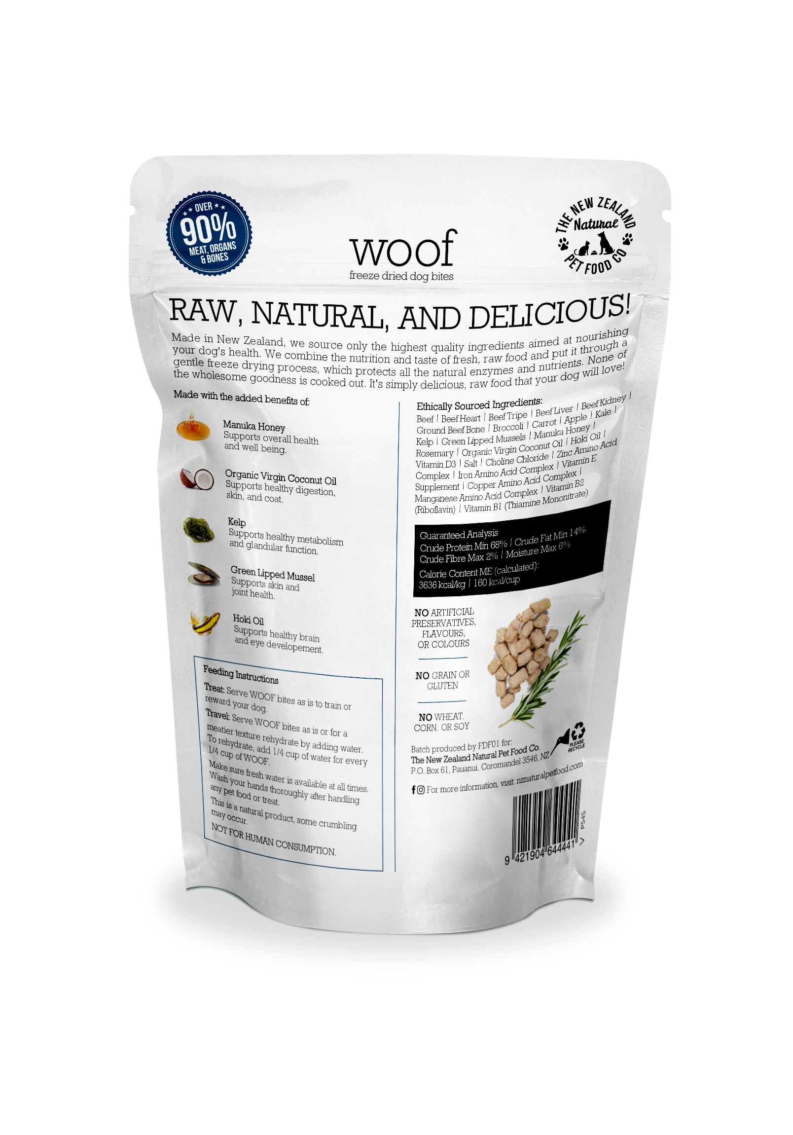 The New Zealand Natural Pet Food Co Woof Beef Dog Bites | Smack Bang