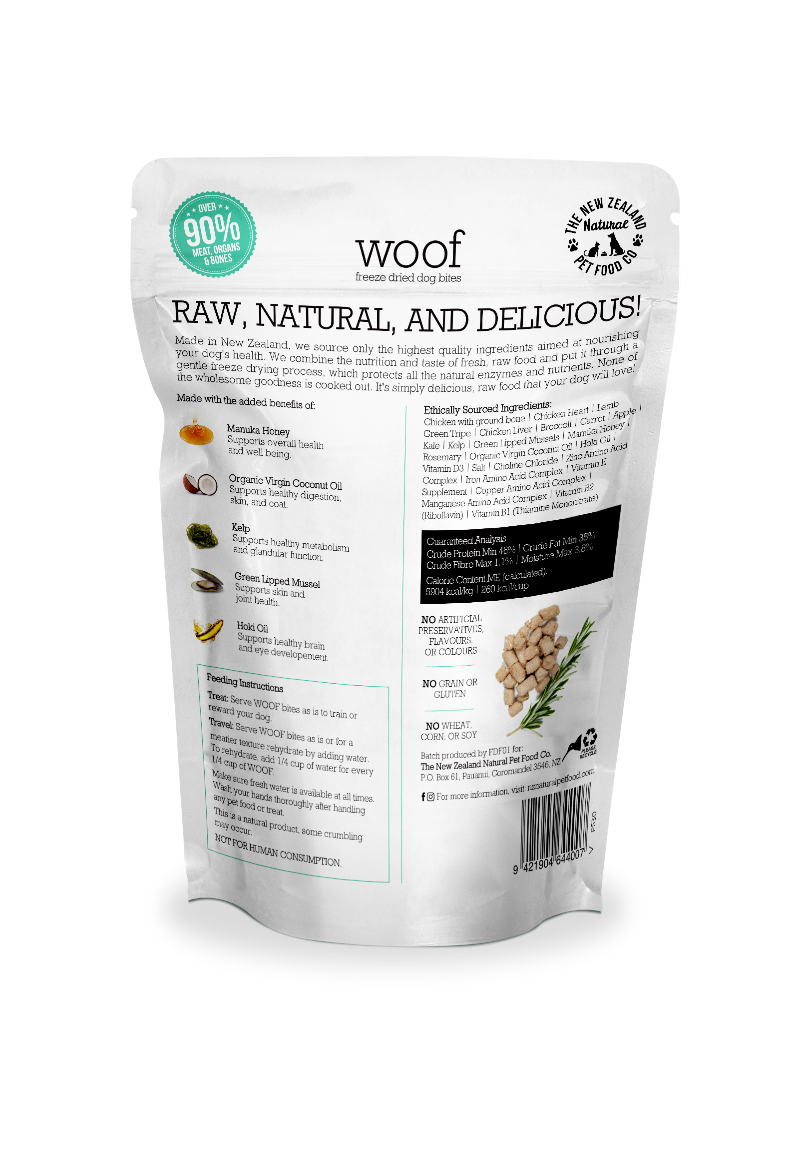 The New Zealand Natural Pet Food Co Woof Chicken Dog Bites | Smack Bang