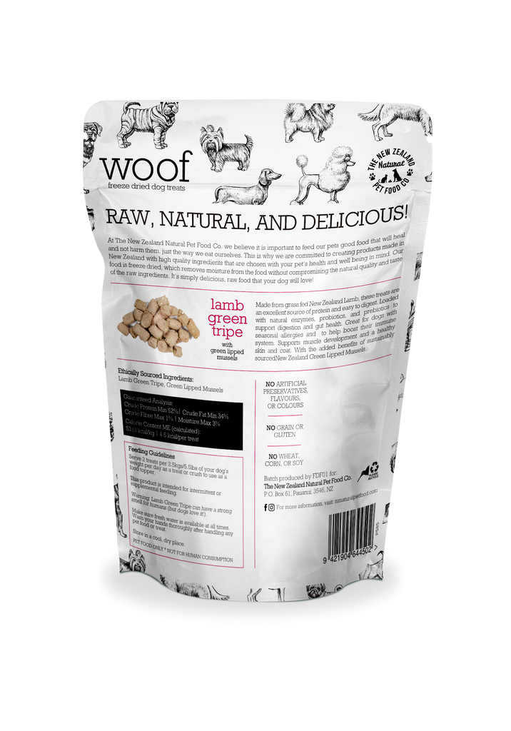 Woof Lamb Green Tripe Freeze Dried Dog Treats | Smack Bang